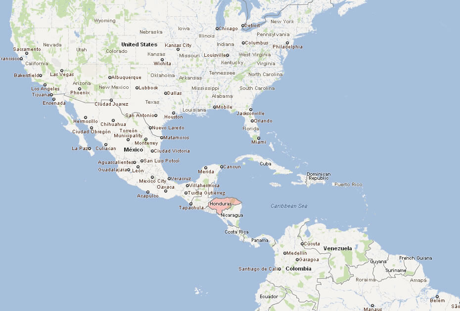 Map of Honduras Central America